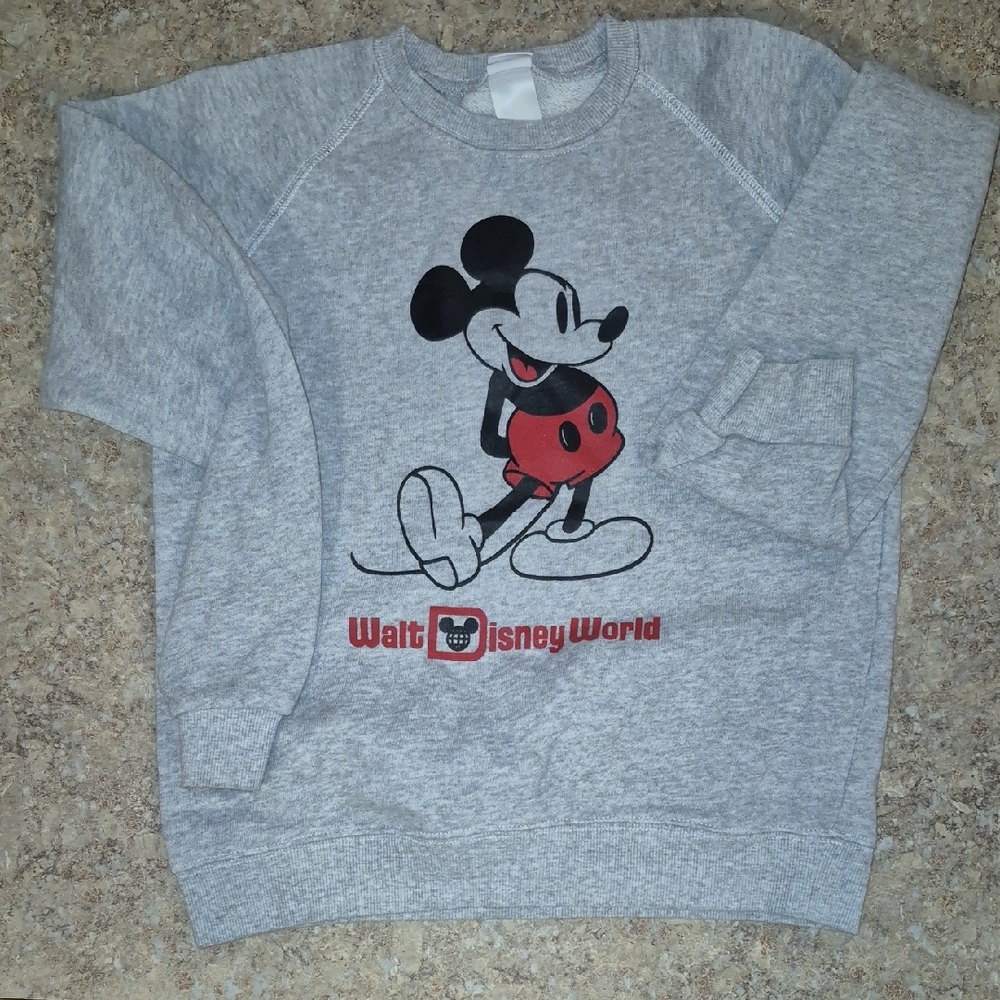 Disney Gray Crewneck Sweatshirt with Mickey Mouse Graphic